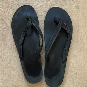 Rainbow Black Braided Sandals